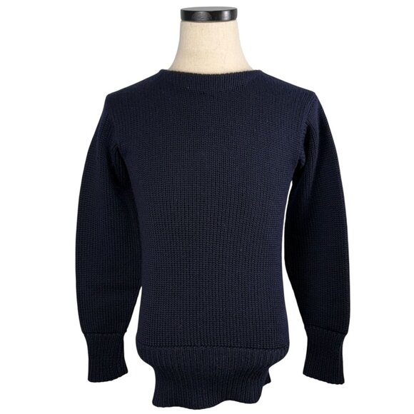 Vintage 1950s Honor Made Wool Sweater Navy Blue Medium Size Mens Knit Pullover - Picture 1 of 7